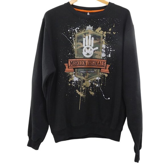 Miskeen Originals L Sweatshirt Camo Graphic Paint Splatter Unisex Y2K Streetwear - Picture 1 of 7
